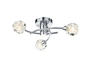 5035128590114 - Dar Lighting - dar seattle - Deckenleuchte aus satiniertem Chrom und skulpturiertem Glas 3x G9