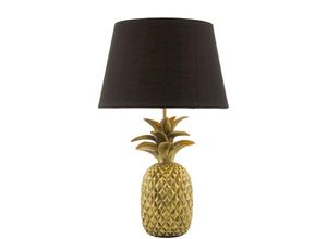 5035128590831 - Dar Lighting - dar safa - Ananas Tischlampe Gold mit rundem sich verjüngendem Schirm