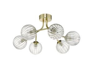 5035128616968 - Dar Lighting - dar yiska - Semi Flush Deckenleuchte Light Gold & Glass 6x G9