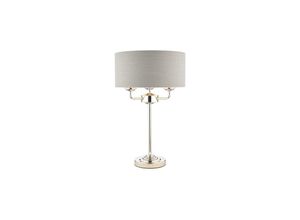 5035128688965 - Laura Ashley Sorrento 3L Tischlampe poliertes Nickel mit silbernem Schirm