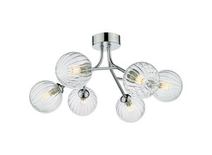 5035128700148 - Dar Lighting - Yiska 6 leichtes halbbündiges poliertes Chrom-Rippenglas