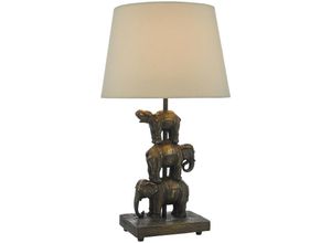 5035128700445 - Dar Lighting - Alina Elephant Good Luck Tischlampe Antik Bronze mit Schirm