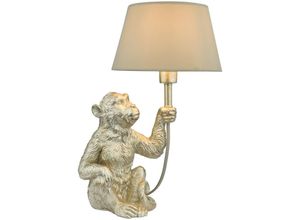 5035128700476 - Dar Lighting - Zira 1 Light Monkey Tischlampe Silber mit Schirm