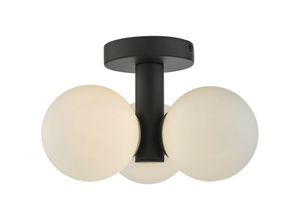 5035128700803 - Dar Lighting - Blake Triple Globe 3 Light Semi Flush mattschwarzes Opalglas