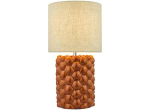 5035128729248 - Dar Lighting - Dar Jayden Tischlampe Orange Glasur mit Schirm