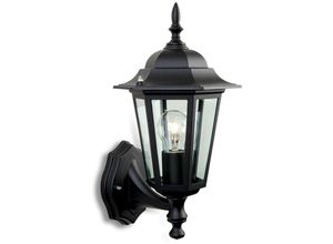 5036797116841 - Firstlight Products - Firstlight - 1 Light Outdoor 6 Panel Laterne - Uplight Schwarz IP43 E27