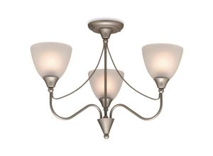 5036797128615 - Firstlight Products - Firstlight Santana - 3 Light Flush Multi Arm Deckenleuchte Satin Stahl Opalglas E14