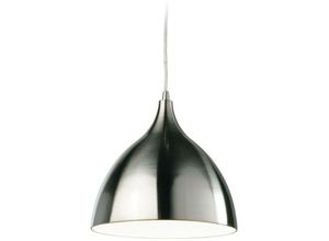 5036797140686 - Firstlight Products - Firstlight Caf - 1 Light Dome Deckenanhänger - Low Energy Brushed Steel innen weiß