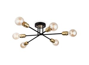 5036797152696 - Firstlight Products - Firstlight Trident - 6 Light Multi Arm Semi Flush Hellschwarz mit gebürstetem Messing E27