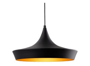 5036797154065 - Firstlight Products - Firstlight Leo Dome Pendelleuchte Schwarz mit mattgoldener Innenseite