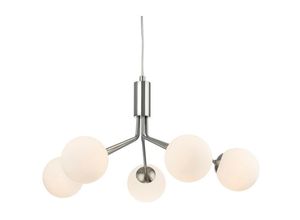 5036797154898 - Firstlight Products - Firstlight Montana 5 Light Globe Fassung aus gebürstetem Stahl mit opalweißem Glas