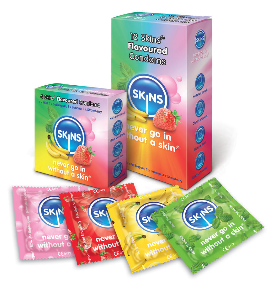 5037353001632 - SKINS - CONDOM FLAVOURS 12 PACK