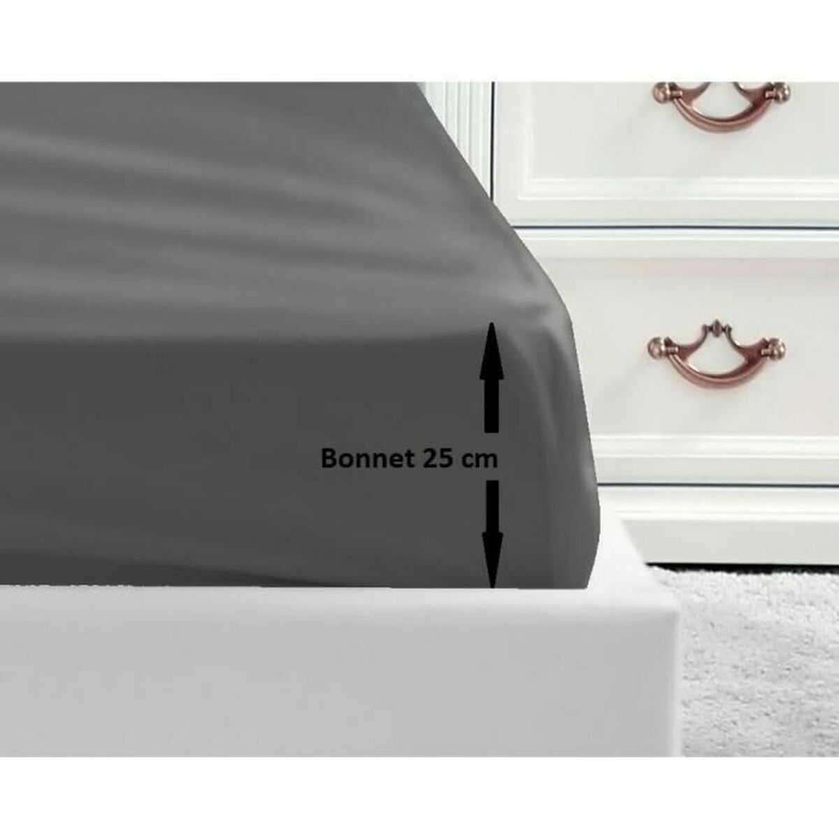 5037632612559 - Spannbettlaken Grey Dunkelgrau Doppelbett 160 x 200 cm