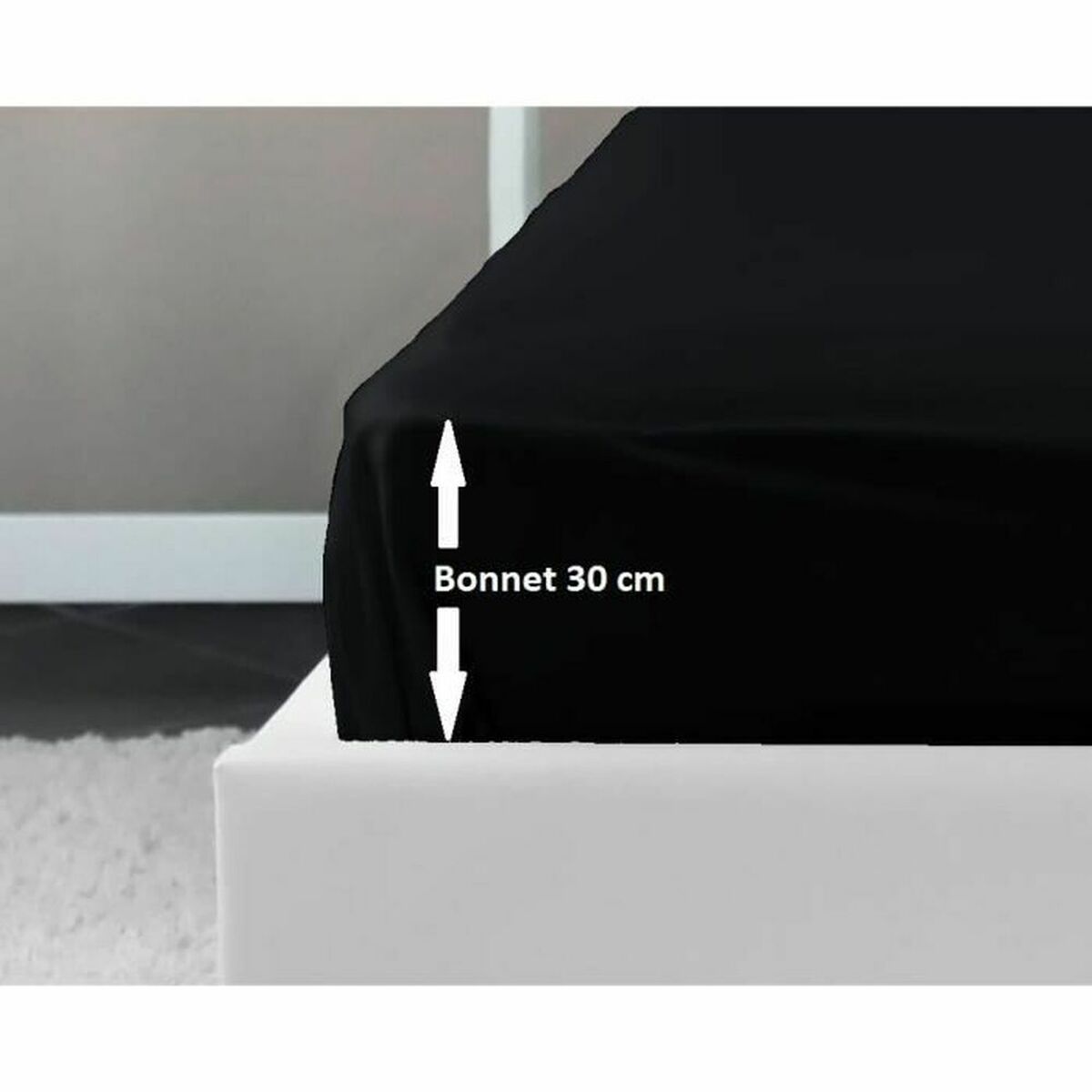 5037632612825 - Fitted bottom sheet Black 180 x 200 180 x 200 cm