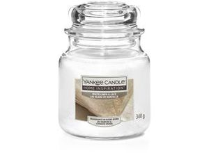 5038581029054 - Yankee Candle Duftkerze Mittleres Glas White Linen & Lace 340 g weiß