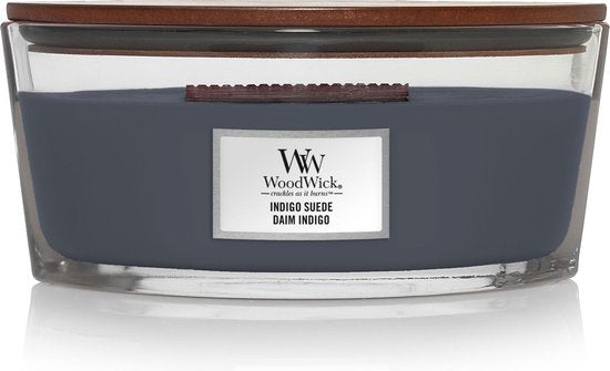 5038581121314 - WoodWick Heartwick Flame Ellipse Duftkerze - Indigo Suede