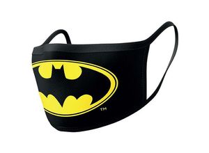 5050293855547 - Batman Premium Baumwollmaske 2er Pack Logo schwarz bedruckt 100 % Baumwolle 3-lagig