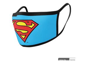 5050293855592 - Superman Premium Baumwollmaske 2er Pack Logo multicolor bedruckt 100 % Baumwolle 3-lagig