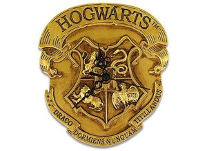 5050293864488 - - Harry Potter Wanduhr Wappen Hogwarts goldfarben aus Kunststoff batteriebetrieben