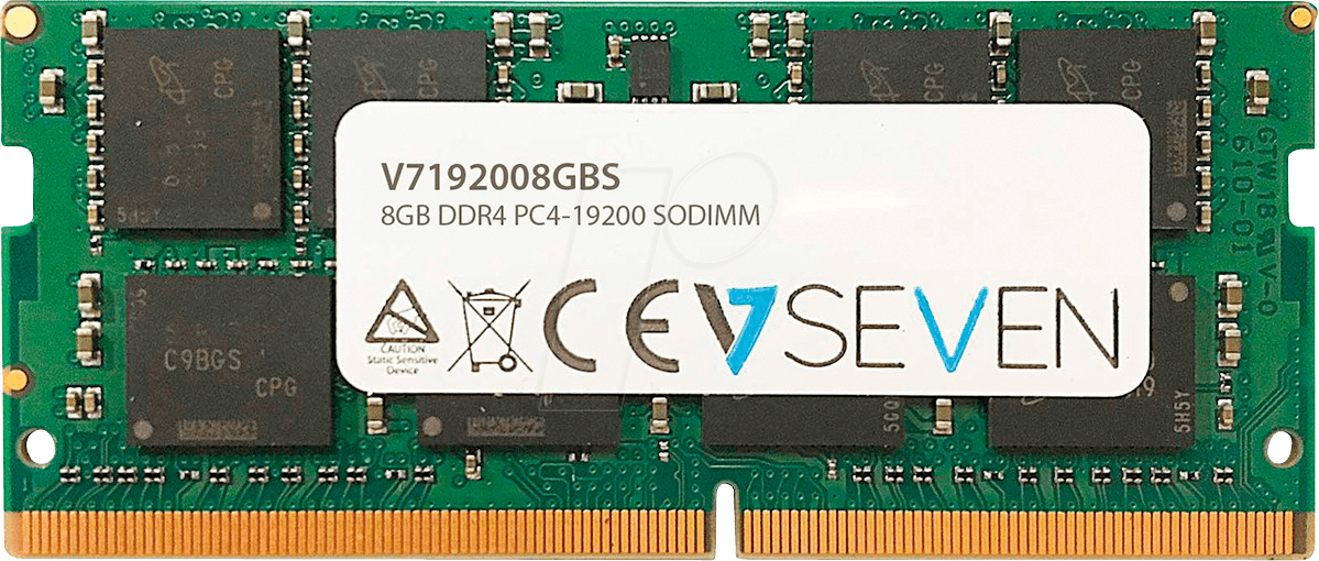 5050914992217 - 8GB DDR4 PC4-19200 - 2400MHz SO-DIMM Arbeitsspeicher Modul - V7192008GBS