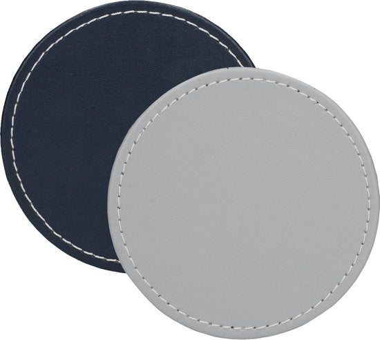 5050993347380 - Creative Tops Untersetzer 10 Cm Kunstleder Grau Blau 4 Stück