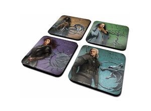 5051265994813 - The Witcher Untersetzerset Legendary 4er Set bunt bedruckt beschichtet aus Kork in Geschenkverpackung