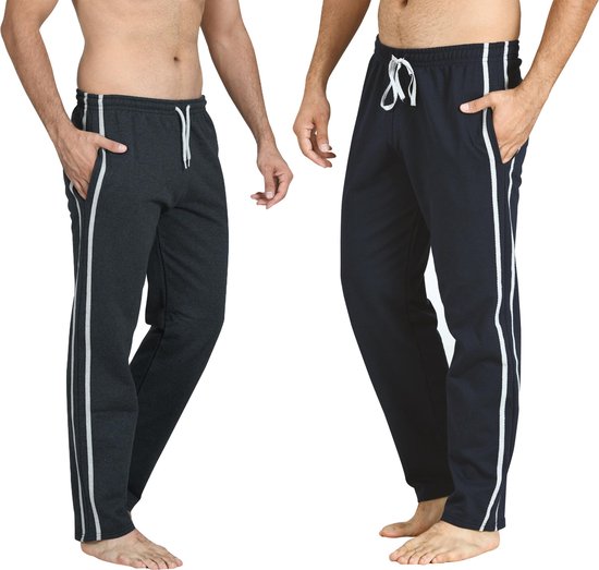 5052419606965 - - Herren Jogginghose - 2er Pack - Marine Anthrazit - L - Herren Schlafanzug - Herren Jogginghose mit geradem Bein - Herren Trainingshose - Herren Hausanzug