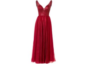 5053090091071 - MASCARA© LONDON Abendkleid Chiffon V-Ausschnitt für Damen rot 34