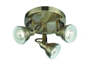 5053423019437 - Focus - 3 Licht verstellbarer Deckenstrahler Antik Messing GU10 - Searchlight