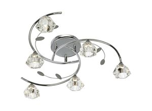 5053423023014 - Sierra - 6 Light Multi Arm Decken-Semi Flush Light Chrom und Glas G9