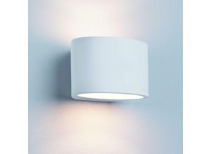 5053423023281 - Gypsum - 1 Light Up & Down Wandleuchte Paintable Oval White Plaster G9 - Searchlight