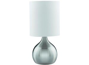 5053423050942 - Touch - 1 Leuchttisch Touch Lampe Satin Silber mit Stoffschirm E14 - Searchlight