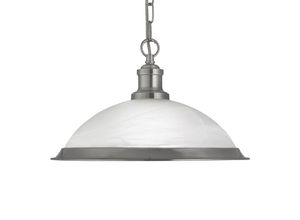 5053423056494 - Bistro - 1 Light Dome Deckenanhänger Satin Silber saures Glas E27 - Searchlight