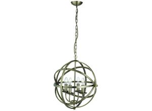 5053423056708 - Orbit - 4 Light Spherical Cage Deckenanhänger Antik Messing E14 - Searchlight