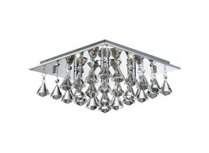 5053423057538 - Hanna - 4 Light Square Ceiling Semi Flush Light Chrom mit Pyramidenkristallen G9 - Searchlight