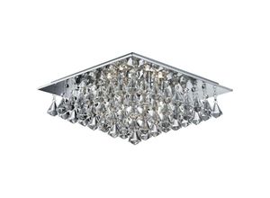 5053423057545 - Hanna - 6 Light Square Ceiling Semi Flush Light Chrom mit Pyramidenkristallen G9 - Searchlight