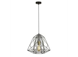 5053423057880 - Geometric Cage - 1 leichter Anhänger Mattschwarz Satin Messing E27 - Searchlight