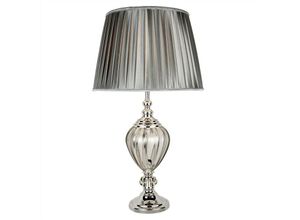 5053423073774 - Greyson - 1 helle Glastischlampe grau klar mit grauem Schirm E27 - Searchlight