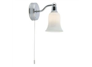 5053423076805 - Belvue - 1 Licht Badezimmer Wandleuchte Chrom Weiß Schatten IP44 G9 - Searchlight