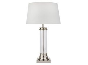 5053423085944 - Tischleuchte Pedestal silber mit Schirm in Creme