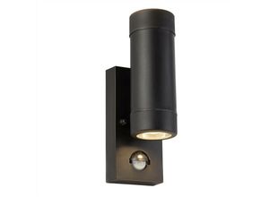 5053423092607 - Outdoor - 2 Light Outdoor Up Down Wandleuchte Schwarz mit PIR-Sensor IP44 GU10 - Searchlight