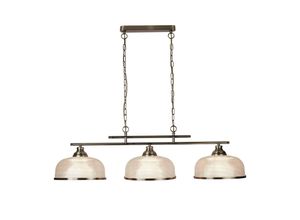 5053423095202 - Bistro - 3 Light Ceiling Pendant Bar Weiß Antik Messing mit Glasschirmen E27 - Searchlight