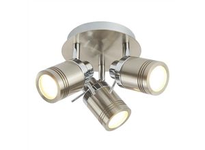 5053423096766 - Samson - 3 Licht Badezimmer Deckenstrahler Satin Silber IP44 GU10 - Searchlight