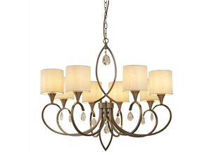 5053423098272 - Alberto - 8 Light Crystal Multi Arm Kronleuchter Creme Antik Messing Finish E14 - Searchlight