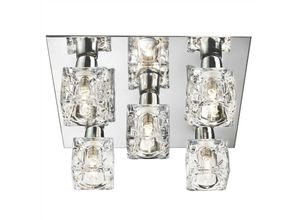 5053423109091 - Ice Cube - led 5 Light Flush Deckenleuchte Chrom und Glas - Searchlight