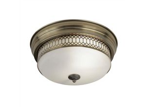 5053423134987 - Edinburgh - 2 Licht Badezimmer Spüle Decke Antik Messing Weiß IP44 E27 - Searchlight