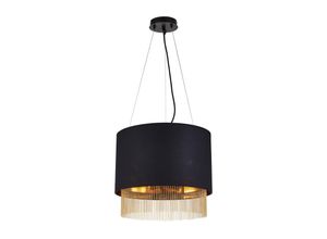 5053423135533 - Fringe - 3 leichte runde Anhänger Matt Black Shade Gold E27 - Searchlight