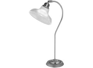 5053423137537 - Bistro iii Tischlampe Satinsilber Glas im Holphane-Stil - Searchlight