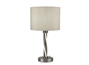 5053423137568 - Vegas - 1 Leuchttischlampe Satin Silber Weiß E27 - Searchlight