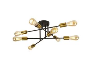 5053423137575 - Searchlight Armstrong - 8 Light Semi Flush Deckenleuchte Matt Schwarz Satin Messing E27